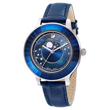 Buy Shop Swarovski Octea Lux Moon Crystal Blue Dial Blue Leather Strap Watch for Women - 5516305 USA Online