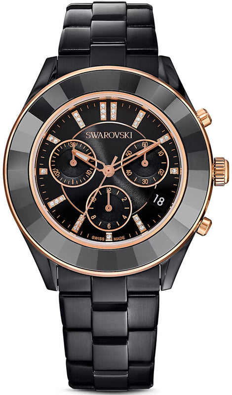 Buy Shop Swarovski Octea Lux Sport Black Dial Black Steel Strap Unisex Watch - 5610472 USA Online