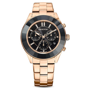 Buy Shop Swarovski Octea Lux Sport Chronograph Black Dial Rose Gold Steel Strap Watch for Women - 5610478 USA Online