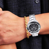 Buy Shop Swarovski Octea Lux Sport Chronograph Black Dial Silver Steel Strap Watch for Women - 5610520 USA Online