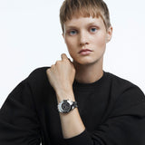 Buy Shop Swarovski Octea Lux Sport Chronograph Black Dial Silver Steel Strap Watch for Women - 5610520 USA Online