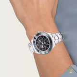 Buy Shop Swarovski Octea Lux Sport Chronograph Black Dial Silver Steel Strap Watch for Women - 5610520 USA Online