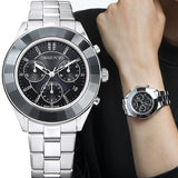 Buy Shop Swarovski Octea Lux Sport Chronograph Black Dial Silver Steel Strap Watch for Women - 5610520 USA Online