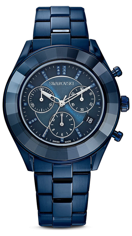 Buy Shop Swarovski Octea Lux Sport Chronograph Blue Dial Blue Steel Strap Watch for Women - 5610475 USA Online