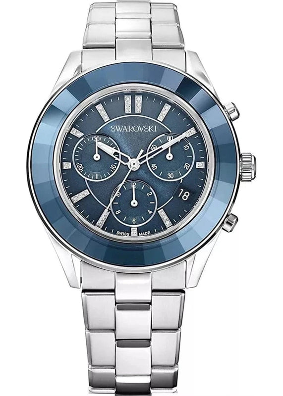 Buy Shop Swarovski Octea Lux Sport Chronograph Blue Dial Silver Steel Strap Watch for Women - 5610481 USA Online