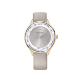 Swarovski Octea Nova Grey Dial Grey Leather Strap Watch for Women - 5295326