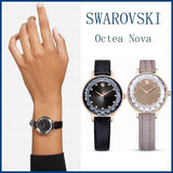 Buy Shop Swarovski Octea Nova Beige Dial Grey Leather Strap Watch for Women - 5649999 USA Online