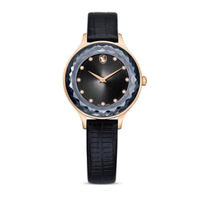 Buy Shop Swarovski Octea Nova Black Dial Black Leather Strap Watch for Women - 5650033 USA Online
