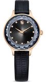 Buy Shop Swarovski Octea Nova Black Dial Black Leather Strap Watch for Women - 5650033 USA Online
