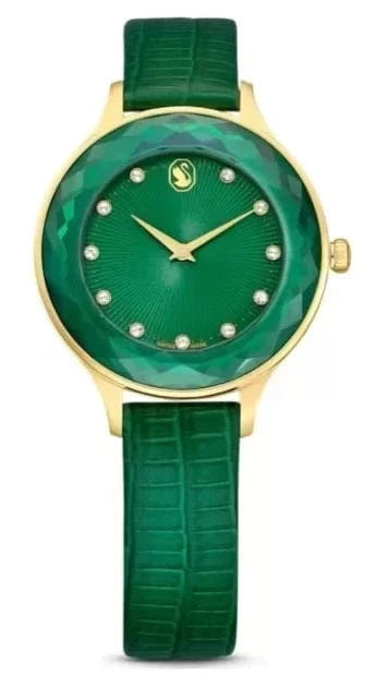 Buy Shop Swarovski Octea Nova Crystals Green Dial Green Leather Strap Watch for Women - 5650005 USA Online