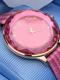 Buy Shop Swarovski Octea Nova Pink Dial Pink Leather Strap Watch for Women - 5650030 USA Online