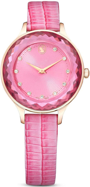 Buy Shop Swarovski Octea Nova Pink Dial Pink Leather Strap Watch for Women - 5650030 USA Online