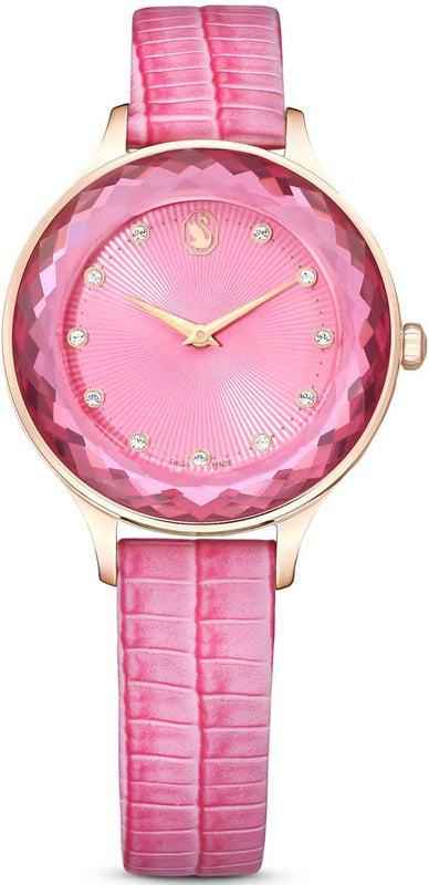 Buy Shop Swarovski Octea Nova Pink Dial Pink Leather Strap Watch for Women - 5650030 USA Online