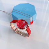 Buy Shop Swarovski Octea Nova Quartz Red Dial Red Leather Strap Watch for Women - 5650002 USA Online