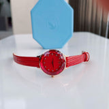 Buy Shop Swarovski Octea Nova Quartz Red Dial Red Leather Strap Watch for Women - 5650002 USA Online