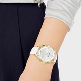 Buy Shop Swarovski Octea Nova Quartz White Dial White Leather Strap Watch for Women - 5295337 USA Online