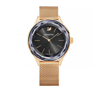 Buy Shop Swarovski Octea Nova Black Dial Rose Gold Mesh Bracelet Watch for Women - 5430424 USA Online