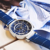 Buy Shop Swarovski Passage Chrono Crystal Blue Dial Blue Leather Strap Watch for Women - 5580342 USA Online