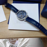 Buy Shop Swarovski Passage Chrono Crystal Blue Dial Blue Leather Strap Watch for Women - 5580342 USA Online