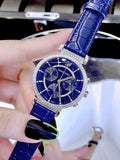 Buy Shop Swarovski Passage Chrono Crystal Blue Dial Blue Leather Strap Watch for Women - 5580342 USA Online
