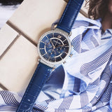 Buy Shop Swarovski Passage Chrono Crystal Blue Dial Blue Leather Strap Watch for Women - 5580342 USA Online