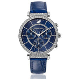 Buy Shop Swarovski Passage Chrono Crystal Blue Dial Blue Leather Strap Watch for Women - 5580342 USA Online