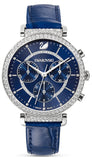 Buy Shop Swarovski Passage Chrono Crystal Blue Dial Blue Leather Strap Watch for Women - 5580342 USA Online