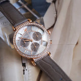 Buy Shop Swarovski Passage Chrono Grey Dial Grey Leather Strap Watch for Women - 5580348 USA Online