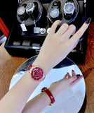 Buy Shop Swarovski Passage Chrono Red Dial Red Leather Strap Watch for Women - 5580345 USA Online