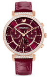 Buy Shop Swarovski Passage Chrono Red Dial Red Leather Strap Watch for Women - 5580345 USA Online