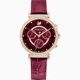 Buy Shop Swarovski Spring Flower Chronograph Red Dial Red Leather Strap Watch for Women - 5598689 USA Online