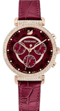 Buy Shop Swarovski Spring Flower Chronograph Red Dial Red Leather Strap Watch for Women - 5598689 USA Online