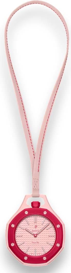 Buy Shop Swatch x AP Royal Pop Pink Dial Pink Leather Strap Watch for Women - Otto Rosso USA Online