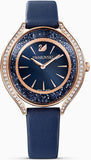 Buy Shop Swarovski Crystalline Aura Blue Dial Blue Leather Strap Watch for Women - 5519447 USA Online