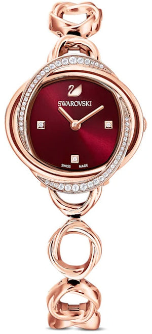 Buy Shop Swarovski Crystal Flower Red Dial Rose Gold Steel Strap Watch for Women - 5552783 USA Online