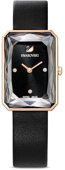 Buy Shop Swarovski Uptown Black Dial Black Leather Strap Watch for Women - 5547710 USA Online