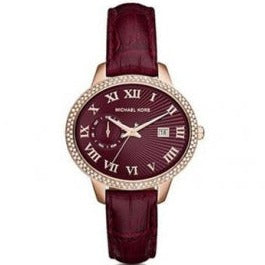 Buy Shop Michael Kors Whitley Quartz Burgundy Dial Burgundy Leather Strap Watch For Women - MK2430 USA Online
