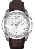 Tissot Couturier Chronograph White Dial Brown Leather Strap Watch For Men - T035.617.16.031.00