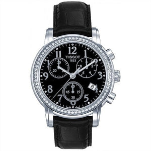 Buy Shop Tissot Dressport Diamonds Black Dial Black Leather Strap Watch for Women - T050.217.16.057.01 USA Online