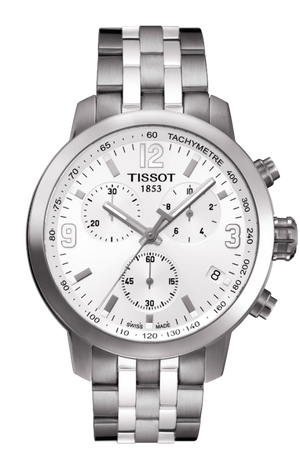 Buy Shop Tissot PRC 200 Chronograph Quartz Silver Dial Silver Steel Strap Watch For Men - T055.417.11.037.00 USA Online