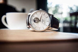 Buy Shop Tissot T Classic Tradition Powermatic 80 Open Heart Silver Dial Brown Leather Strap Watch for Men - T063.907.16.038.00 USA Online