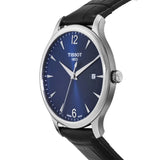 Buy Shop Tissot T Classic Tradition Blue Dial Black Leather Strap Watch For Men - T063.610.16.047.00 USA Online