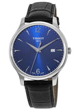 Buy Shop Tissot T Classic Tradition Blue Dial Black Leather Strap Watch For Men - T063.610.16.047.00 USA Online