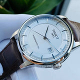 Buy Shop Tissot Luxury Powermatic 80 Silver Dial Brown Leather Strap Watch For Men - T086.407.16.031.00 USA Online