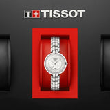 Tissot T Lady Flamingo Diamonds White Dial Silver Steel Strap Watch For Women - T094.210.11.116.01