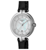 Buy Shop Tissot T Lady Flamingo Mother of Pearl White Dial Black Leather Strap Watch for Women - T094.210.16.111.00 USA Online