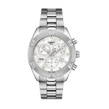 Buy Shop Tissot PR 100 Sport Chic Chronograph Diamonds Mother of Pearl Dial Silver Steel Strap Watch for Women - T101.917.11.116.00 USA Online