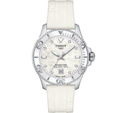 Tissot Seastar 1000 Mother of Pearl White Dial White Rubber Strap Watch for Women - T120.210.17.116.00