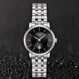 Tissot T Classic Carson Premium Automatic Lady Black Dial Silver Steel Strap Watch for Women - T122.207.11.051.00