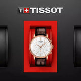 Buy Shop Tissot Carson Premium Chronograph White Dial Brown Leather Strap Watch For Men - T122.417.36.011.00 USA Online